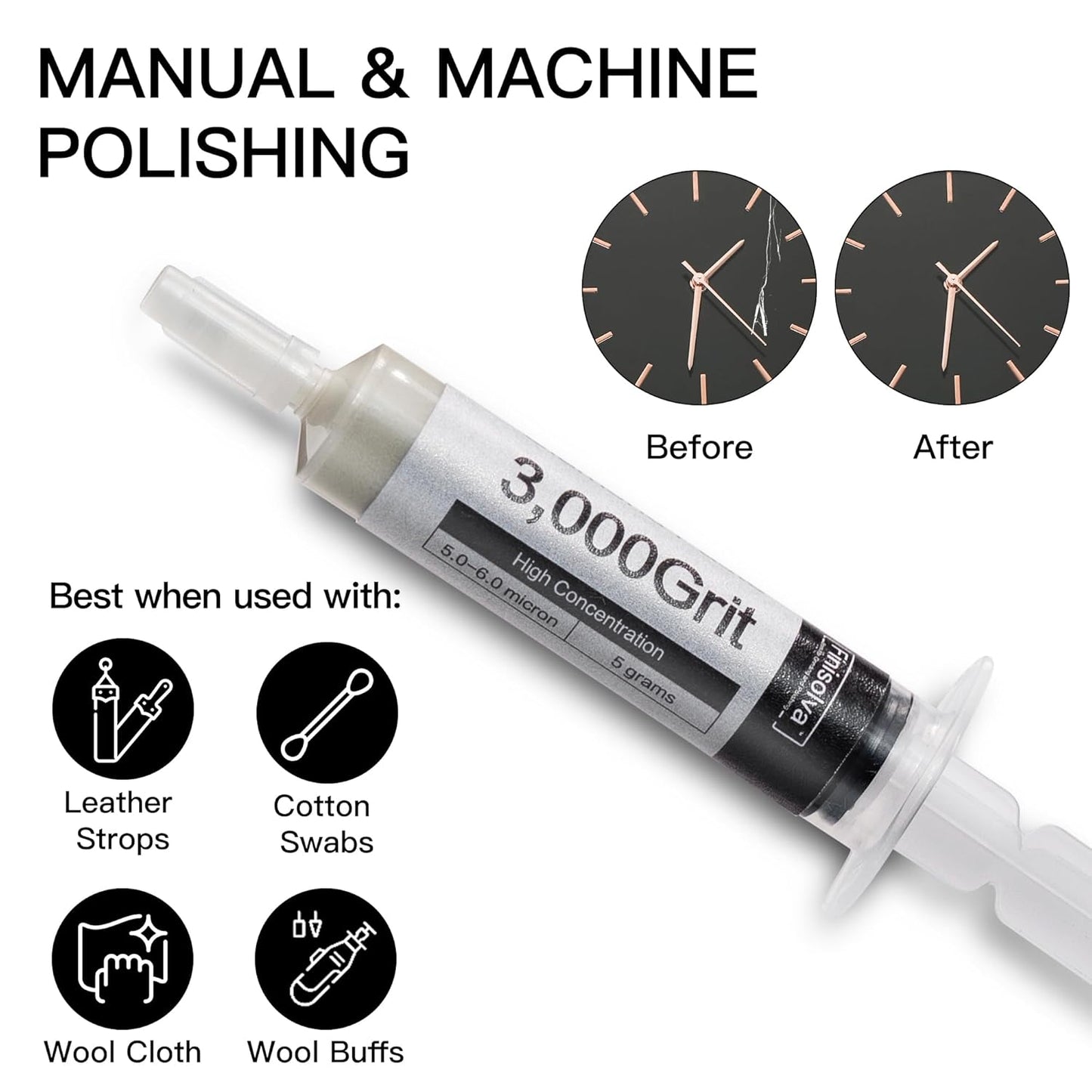 8 Pack Diamond Polishing Compound Genuine 50% Concentration Diamond Paste Kit 80,000 to 1,000 Grit Lapping Stropping Compound for Glass Watch Metal Knife Ring Jewelry Rock Resin Scratch Remover Repair