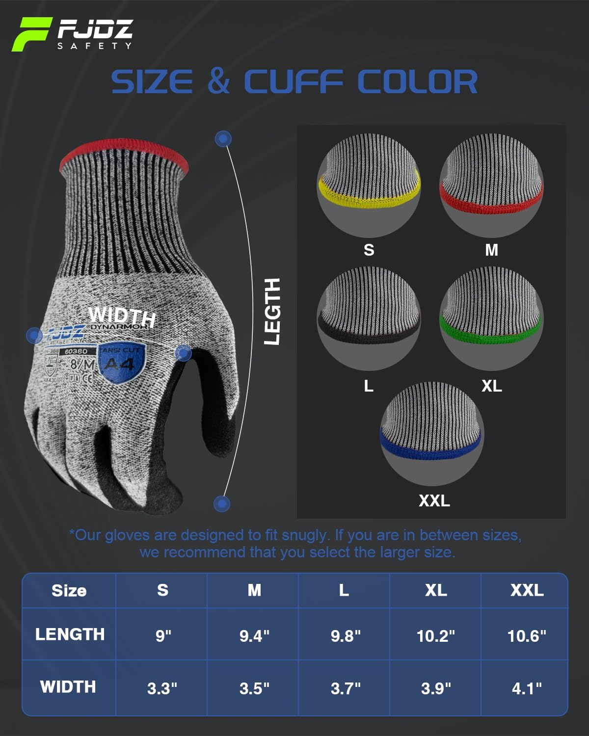 A7 Cut Resistant Work Gloves, 3 Pairs Nitrile Coated Cutting Glove for Woodworking,Construction,Fishing,Metalwork