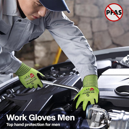 Schwer ProGuard High Level Cut Resistant Work Gloves PR3326 for Extreme Protection，ANSI A9 Cut Gloves with Reinforced Thumb, Non Slip, Breathable, Durable, Touch-screen, Black 1 Pair（XL）