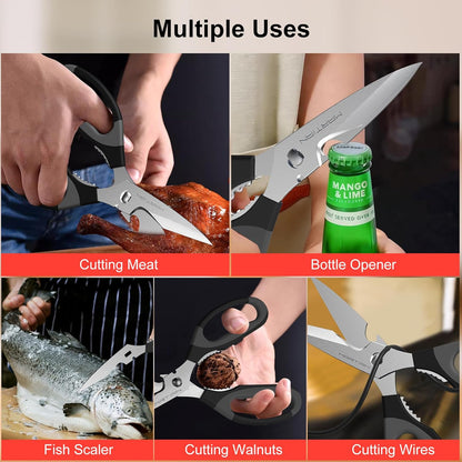8” Ultra Sharp Kitchen Shears Heavy Duty - Stainless Steel Kitchen Shears for Food, Dishwasher Safte Kitchen Scissors for Meat Cutting