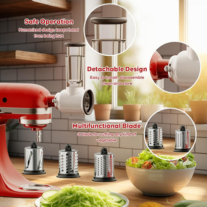 Meat Grinder & Stainless Steel Cheese Grater Attachment for KitchenAid Stand Mixer - 2 Pcs Kitchen Aid Accessories and Attachments Including Slicer Shredder and Food Grinder Attachment