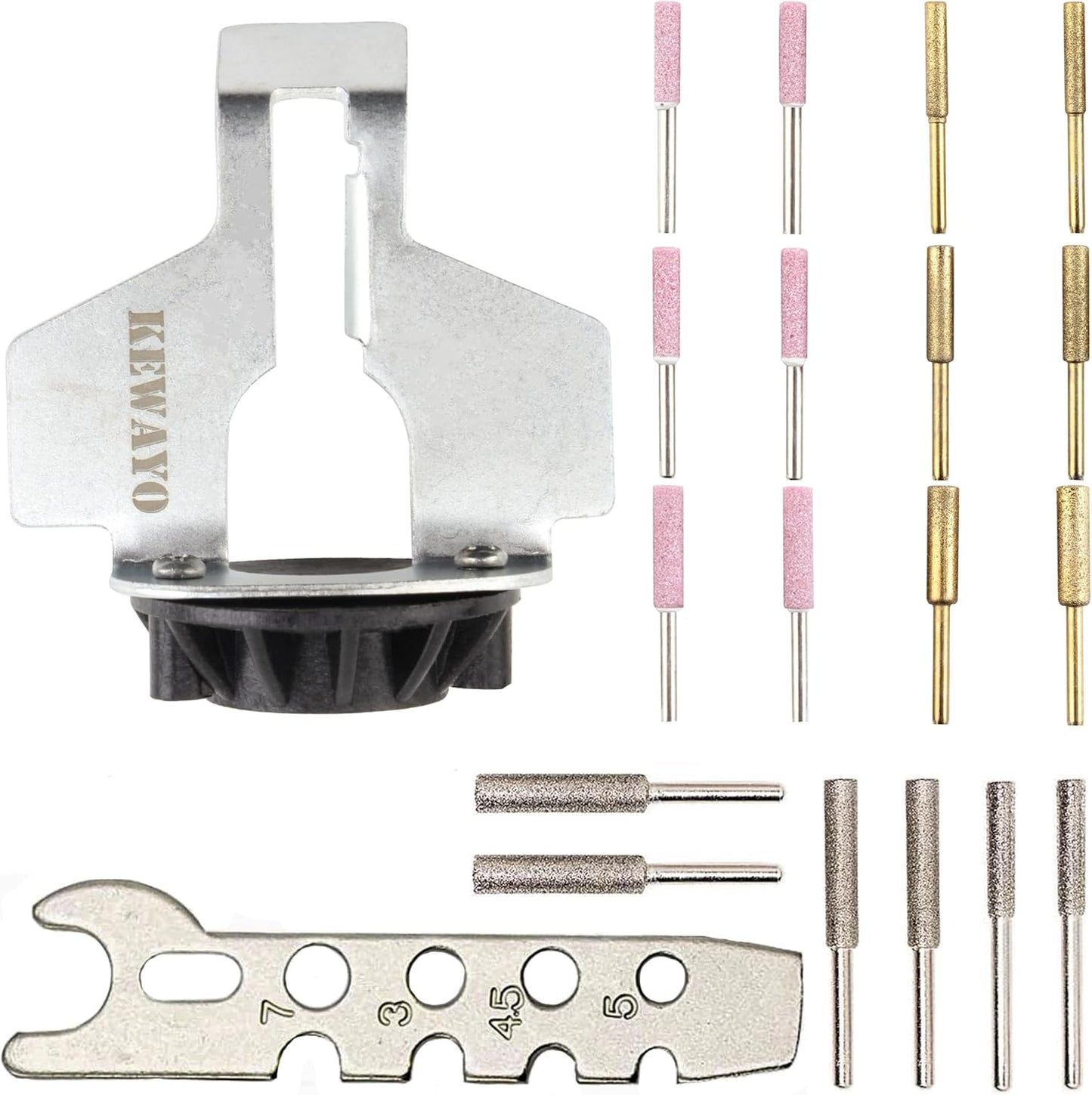 20Pc Chainsaw Sharpening Kit Diamond Burr Files Angle Guide for Drill Chain Saw Blade Lawn Mower
