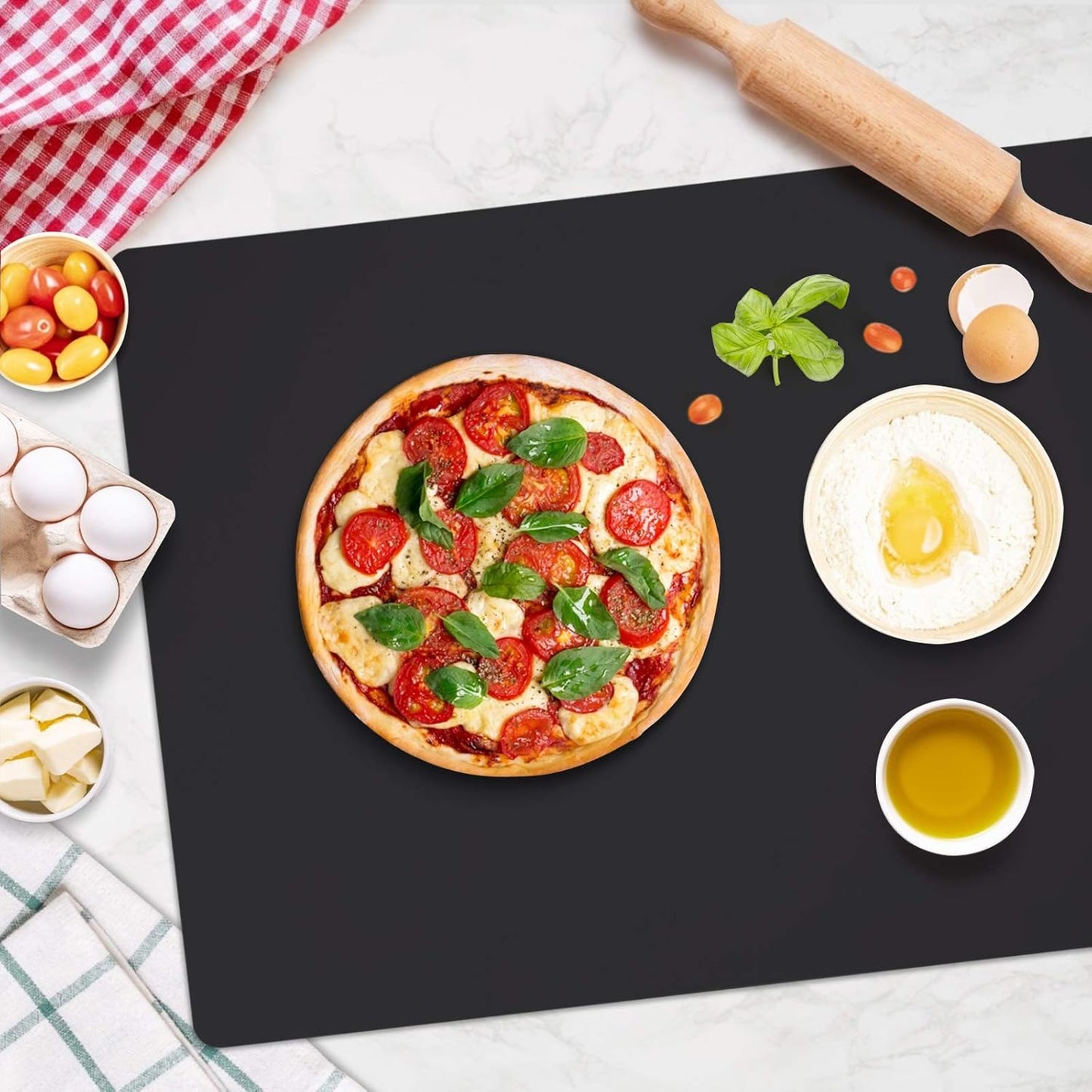 Gartful 25“x17”x0.03“ Silicone Mats for Kitchen Counter, Large Silicone Countertop Protector, Nonskid Heat Resistant Desk Saver Pad, Multipurpose Mat, Placemat, Dark Gray