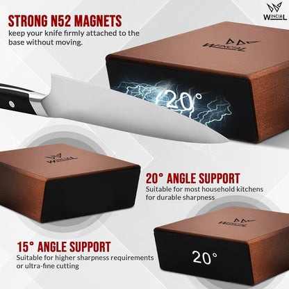 Rolling Knife Sharpener | Professional 15° Angle Manual Knife Sharpener For Japanese & Precision Blades with Magnetic Base & Non-Slip Grip