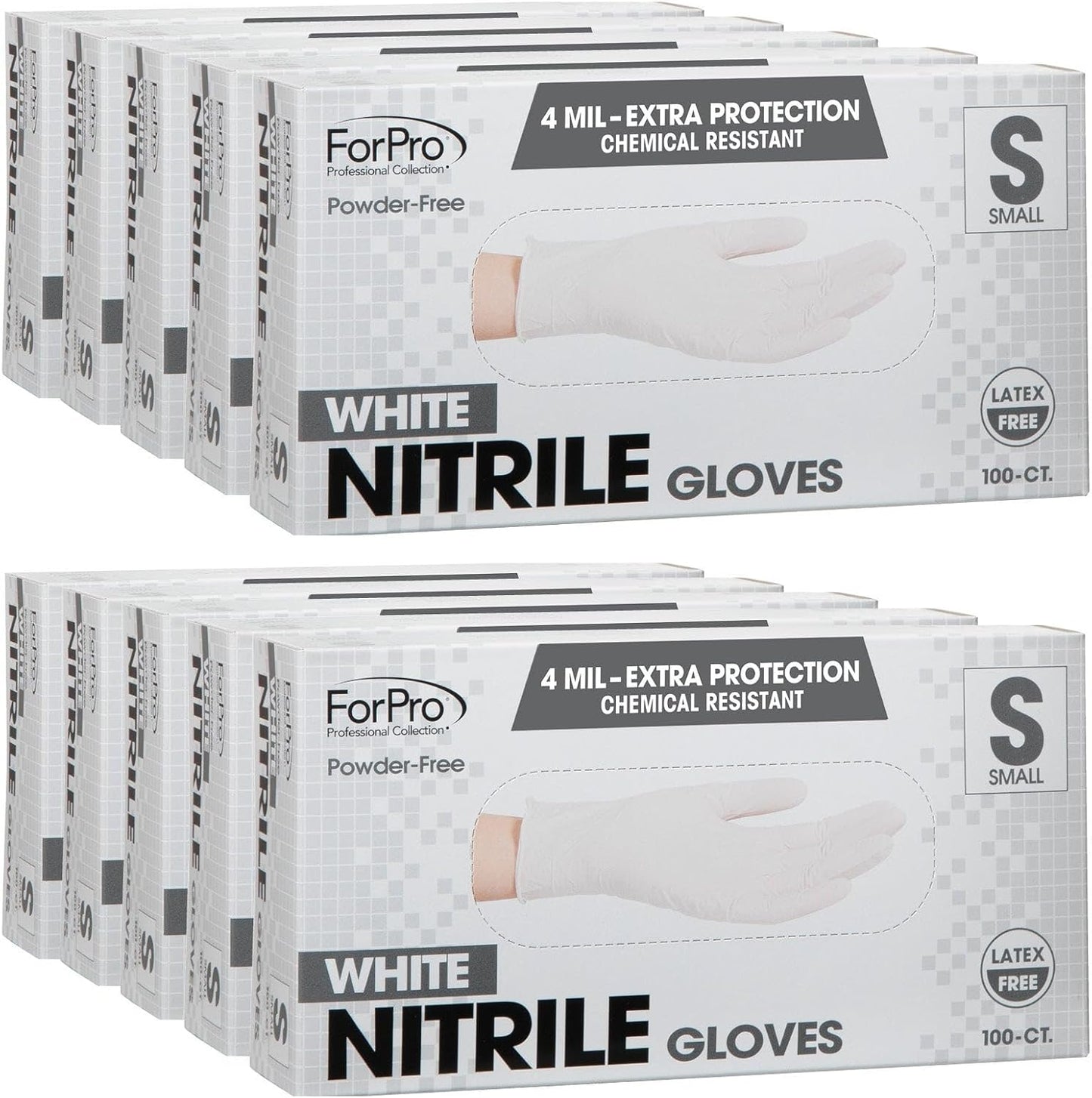 ForPro Disposable Nitrile Gloves, Chemical Resistant, Powder-Free, Latex-Free, Non-Sterile, Food Safe, 4 Mil
