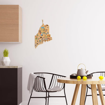 Totally Bamboo Tennessee State Shaped Cutting Board and Charcuterie Serving Platter with Artwork by Fish Kiss, Includes Hang Tie for Wall Display - Colors A