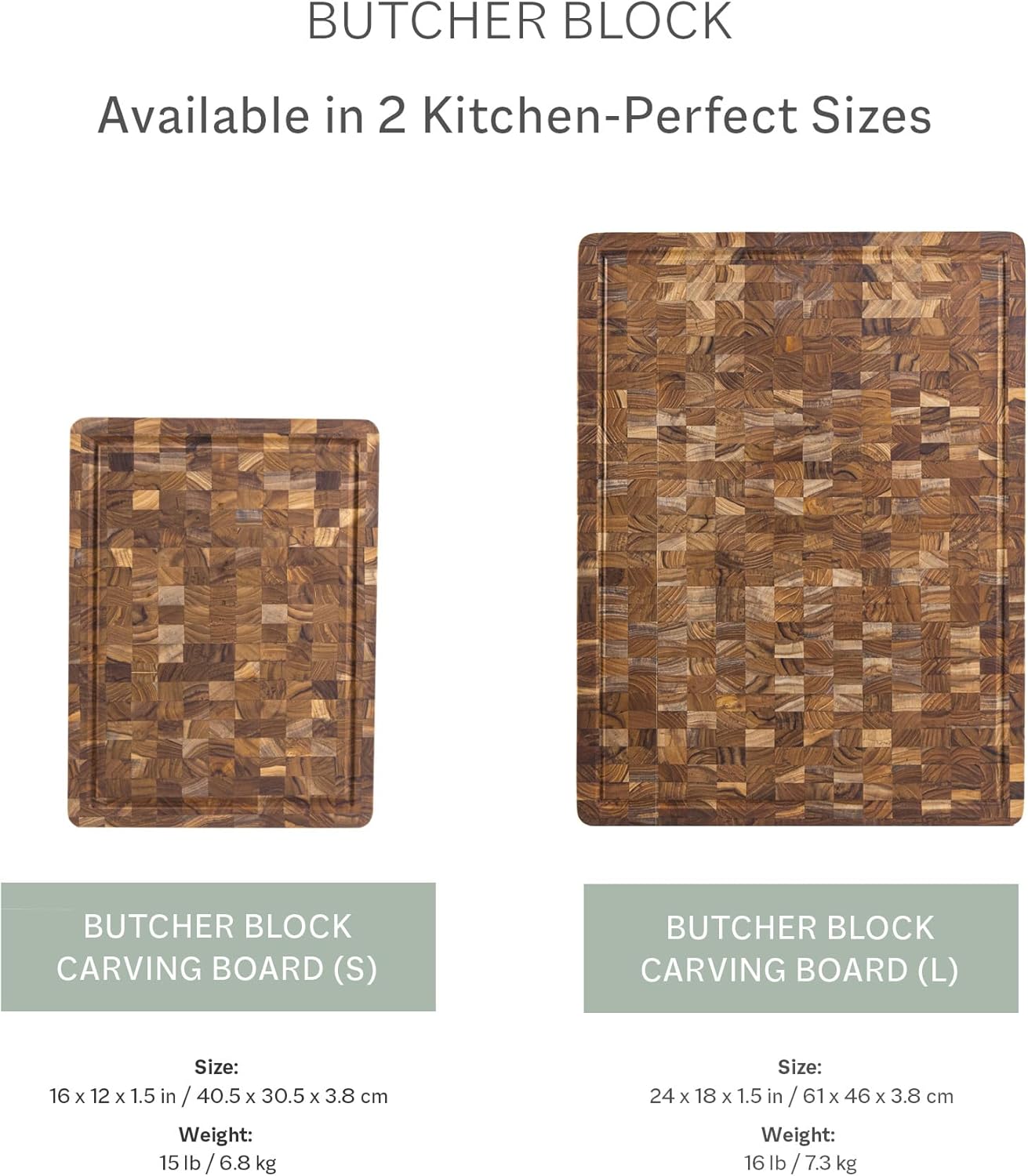 Teakhaus Butcher Block Cutting Board - Large Wooden Cutting Board - Holiday Gift Ideas for Men and Women - Gift-Ready End Grain Wood, Knife Friendly - FSC Certified