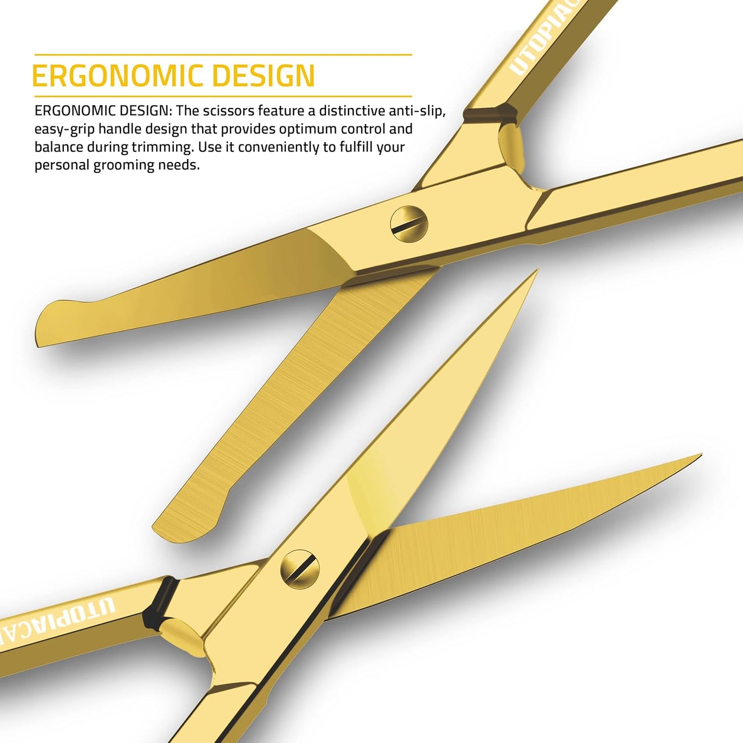 Utopia Care Eyebrow Scissors, Professional Stainless Steel Small Shears for Men and Women, Nose Hair Scissors for Grooming Mustache, Beard, Eyelashes, Ear Hair Trimming, Silver