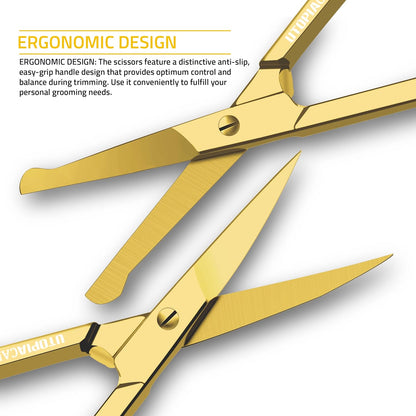 Utopia Care Eyebrow Scissors, Professional Stainless Steel Small Shears for Men and Women, Nose Hair Scissors for Grooming Mustache, Beard, Eyelashes, Ear Hair Trimming, Silver