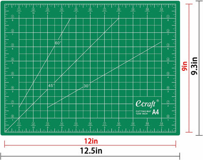 Ecraft Self Healing Cutting Mat 18x12 Inch A3, 5-Ply Double Sided Rotary Cutting Board with Grid, Grey/Black for Sewing, Quilting, Fabric & Craft Projects