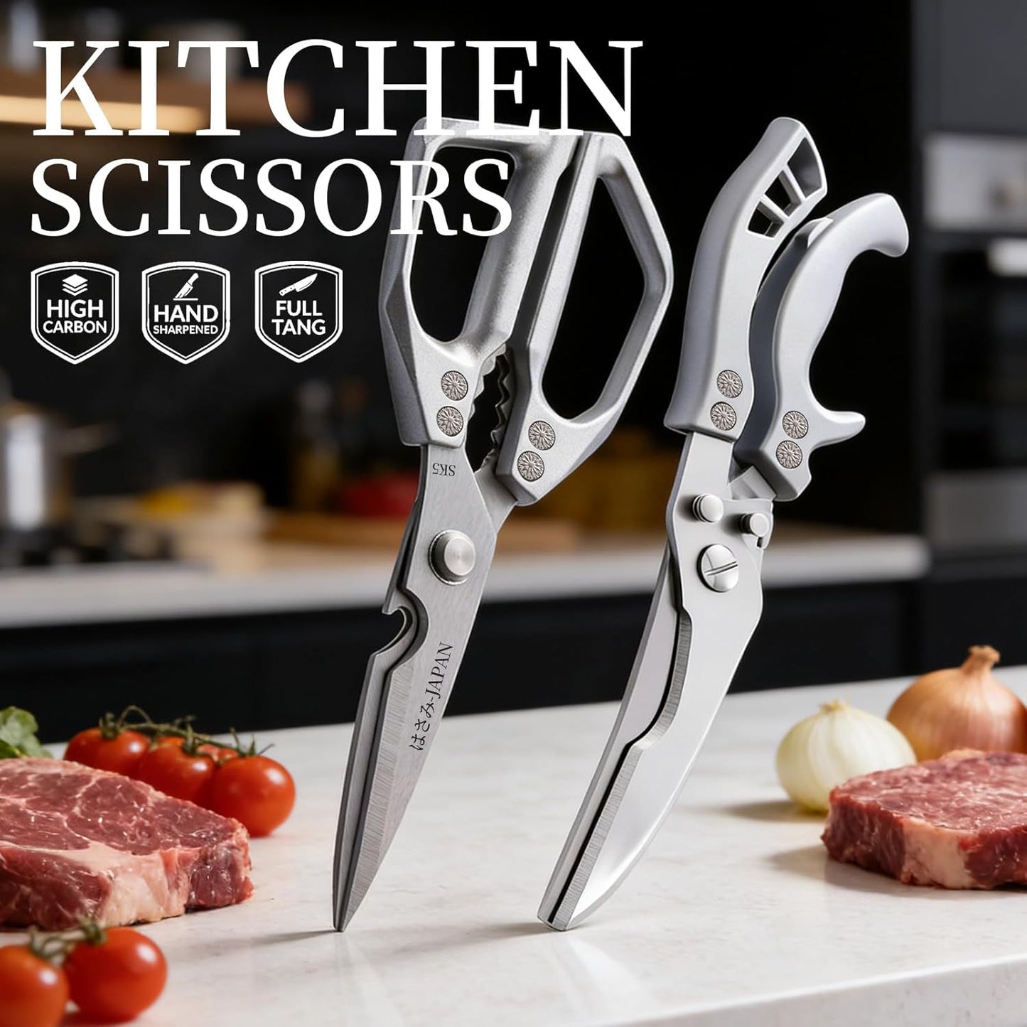 Kitchen Scissors for Food Seafood, BBQ Meat Scissor Heavy Duty, Heavy Duty Poultry Shears All Purpose Kitchen Shear for Food Japan, Cooking Scissors Cutting Bone Chicken Shears, Gift for Men Women