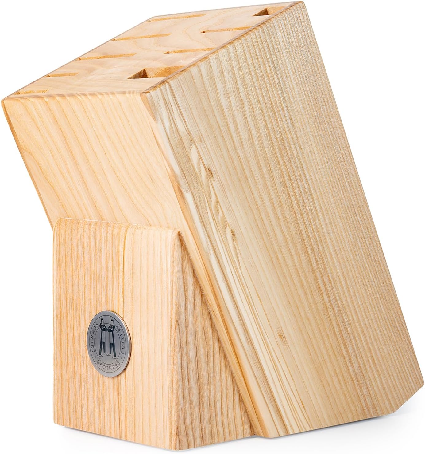 Hometown Oak Universal Knife Block, White Oak Storage Block with 9 Slots