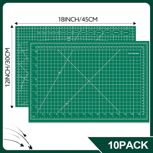 10 Pcs Self Healing Cutting Mat Bulk, 12"×18" Rotary Cutting Mats for Crafts, A3 Sewing Boards for Fabric Quilting Scrapbooking Precision Cutting Double Sided 5-Ply