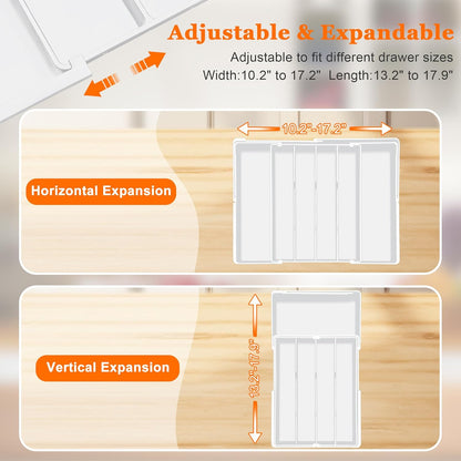 Spaclear Expandable Large Silverware Organizer - BPA-Free Food-Safe Utensil Drawer Organizer Adjustable Kitchen Drawer Organizer Flatware Cutlery Tray, Classified Storage for Spoons Forks Knives