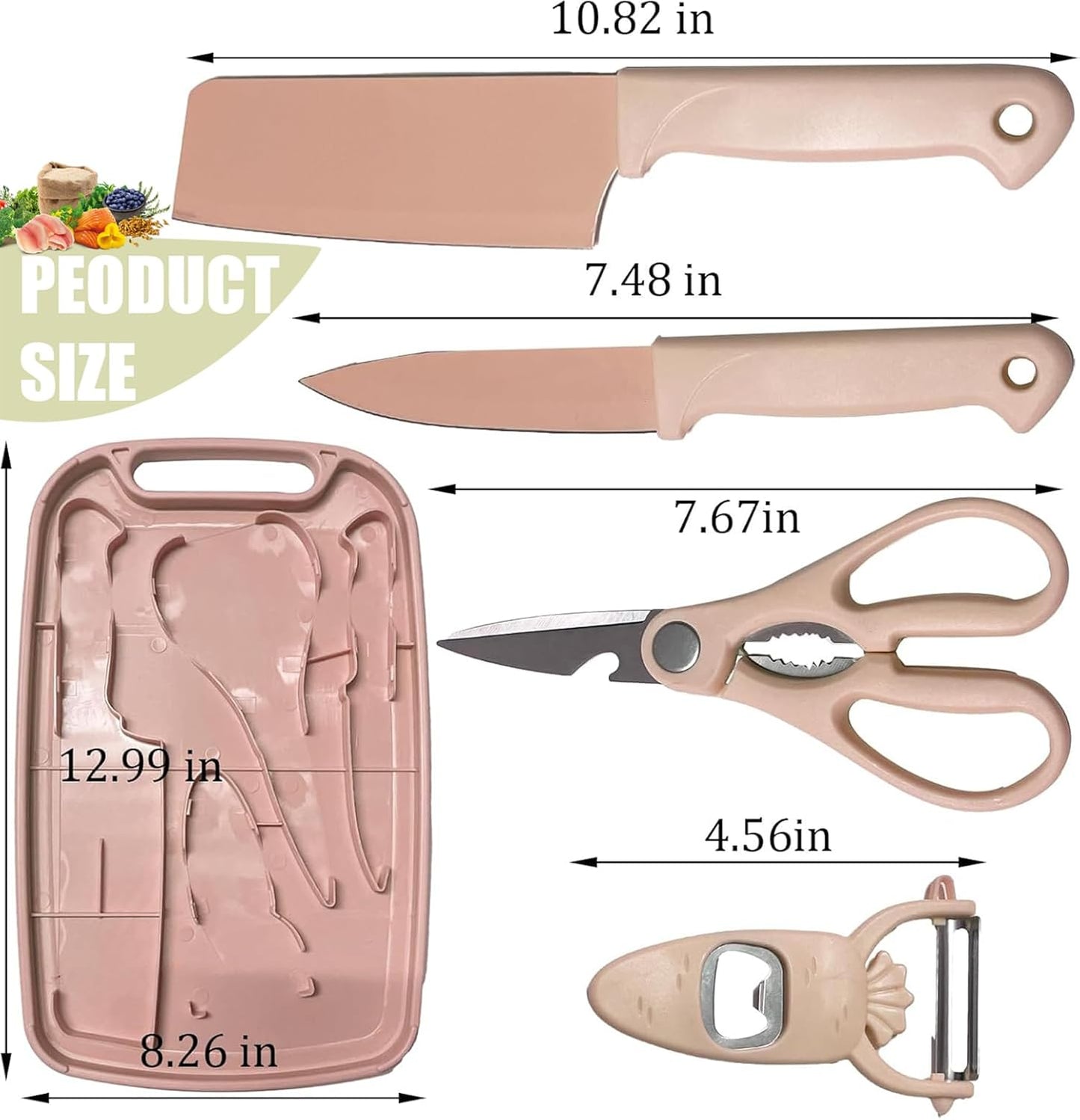 Knife and Cutting Board Set, 5 In1 Travel Small Cutting Boards with Knife Camping Essentials for Travel College(Green)