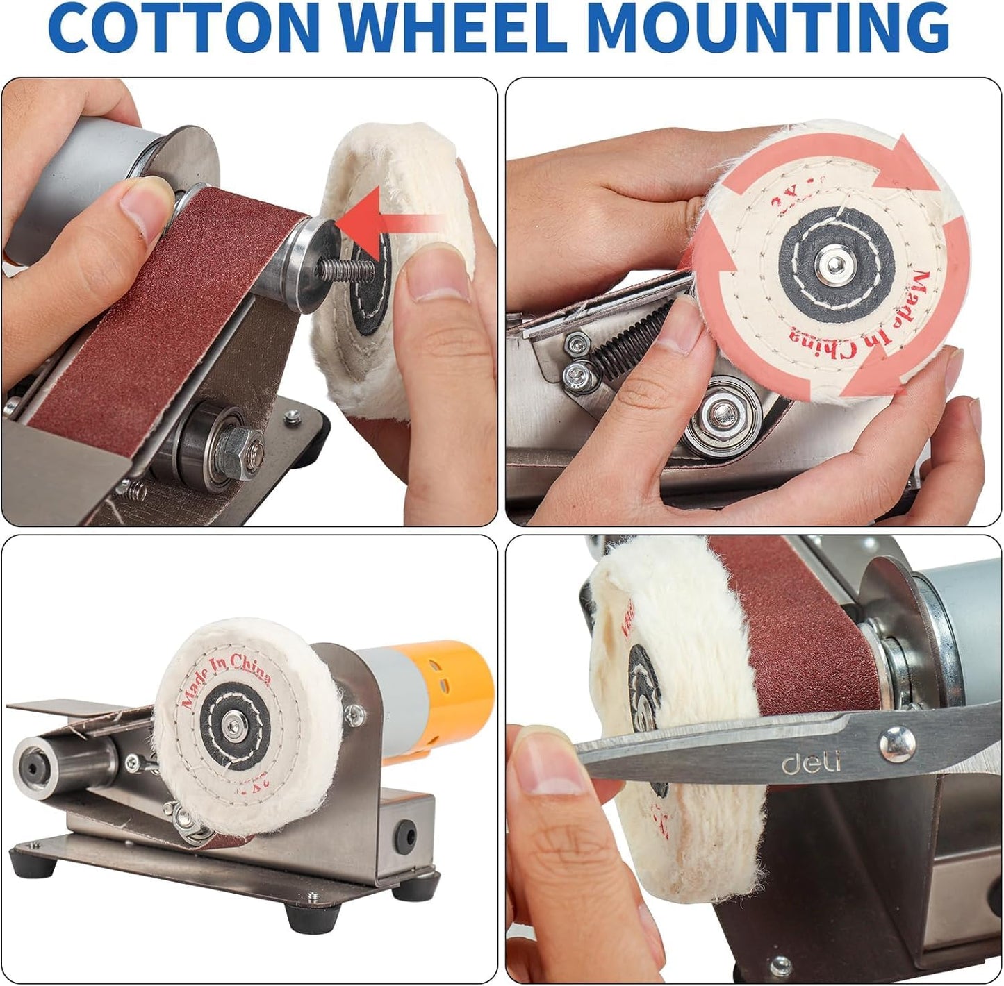 Mini Electric Belt-Sander Knife-Sharpener Sanding Machine - Small Bench Grinder Kit 7 Speed Adjustable Power Polisher DIY Polishing Grinding Tool For Knife Making, Wood Metal Working, Handcraft