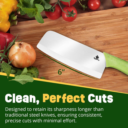 Ceramic Knife Set with Ergonomic Handle, Non-Reactive and Professional Chopping Knife Featuring Sharp, Rust-Proof Blades for Cutting Vegetables & Fruits, Durable Ceramic Kitchen Knives Set 6” & 4”