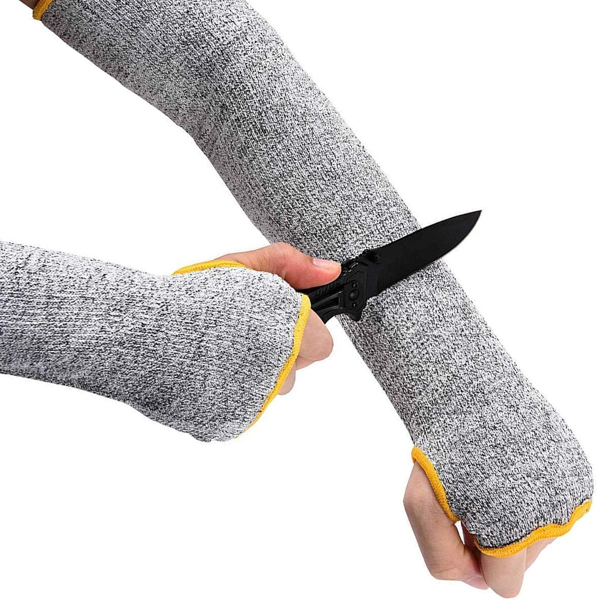 Arm Protection Sleeves, Cut Resistant Sleeves Level 5 Protection, Slash Resistant Anti Abrasion Safety Arm Guards (A-with thumb hole, one size)