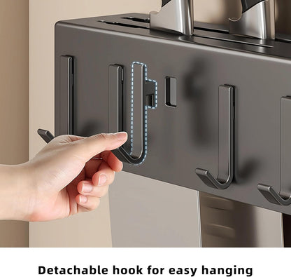 Wall-Mounted Kitchen Organizer - Knife & Utensil Holder with Hooks for Cooking Tools & Towels | Space-Saving Kitchen Storage Rack | Heavy-Duty, Easy Installation & Rust-Resistant.