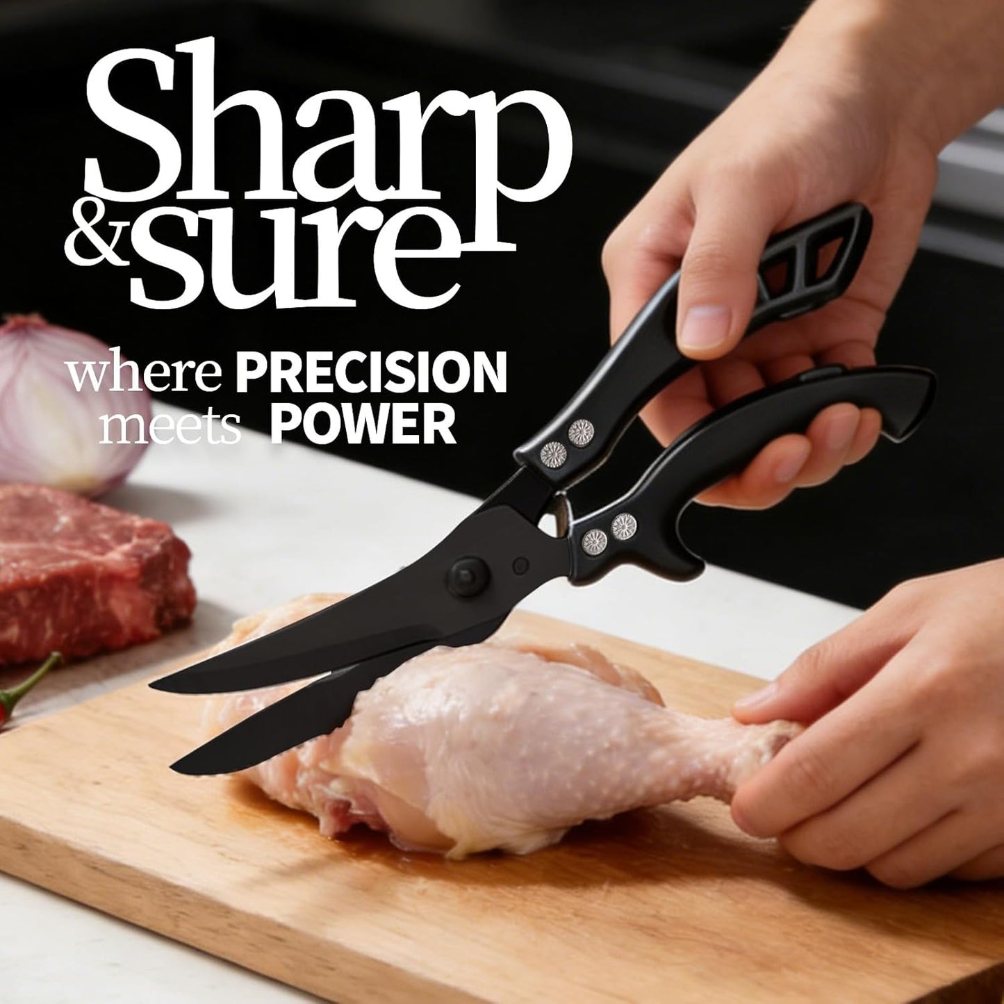 Kitchen Scissors for Food Seafood, BBQ Meat Scissor Heavy Duty, Heavy Duty Poultry Shears All Purpose Kitchen Shear for Food Japan, Cooking Scissors Cutting Bone Chicken Shears, Gift for Men Women