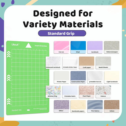 Likcut Cutting Mat for Glee S501 Cutter, 4.5" X 6.5" Standard Grip Mat for DIY Crafty, 3 Packs Likcut Accessories Mats, Adhesive Sticky Green Quilting Replacement Cut Mats for Iron On, Vinyl and More