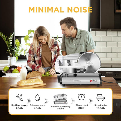 TOOGOOD 7.5" Electric Meat Slicer, with Stainless Steel Blade, Adjustable Thickness Food Slicer Machine for Home Use, Cuts Meat, Ham, Hard Cheese and Deli (Black)