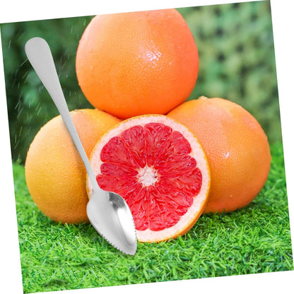 KICHOUSE Stainless Steel Fruit Spoon and Grapefruit Knife Set Ergonomic Grip with Serrated Edges for Easy Cutting of Kiwi Citrus and Desserts Versatile Kitchen Utensils for Everyday Use
