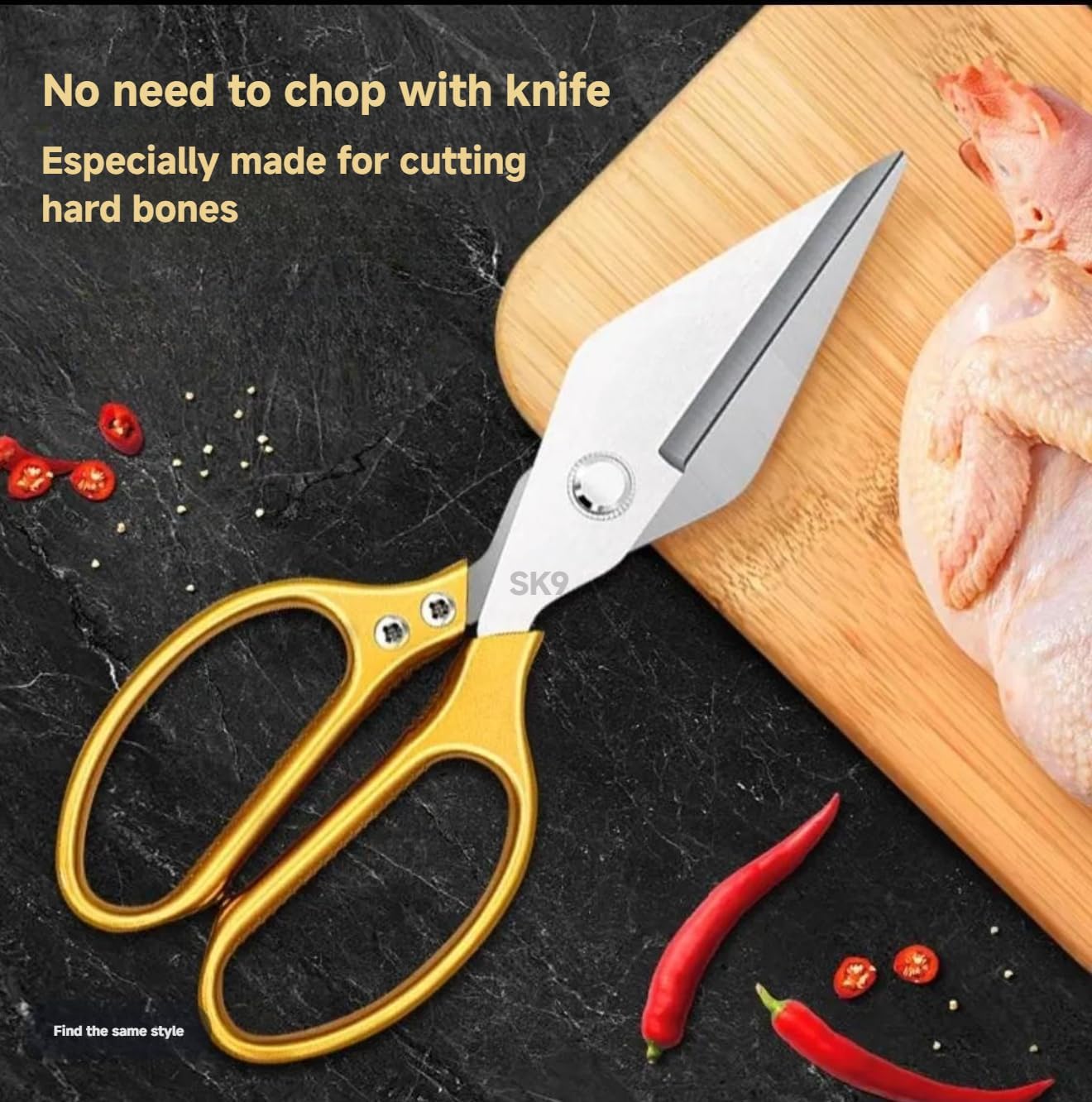Heavy Duty Poultry Shears - Kitchen Scissors for Cutting Chicken, Spatchcock, Turkey, Poultry, Game, Meat - Stainless Steel Kitchen Cooking Shears for Food - Dishwasher Safe
