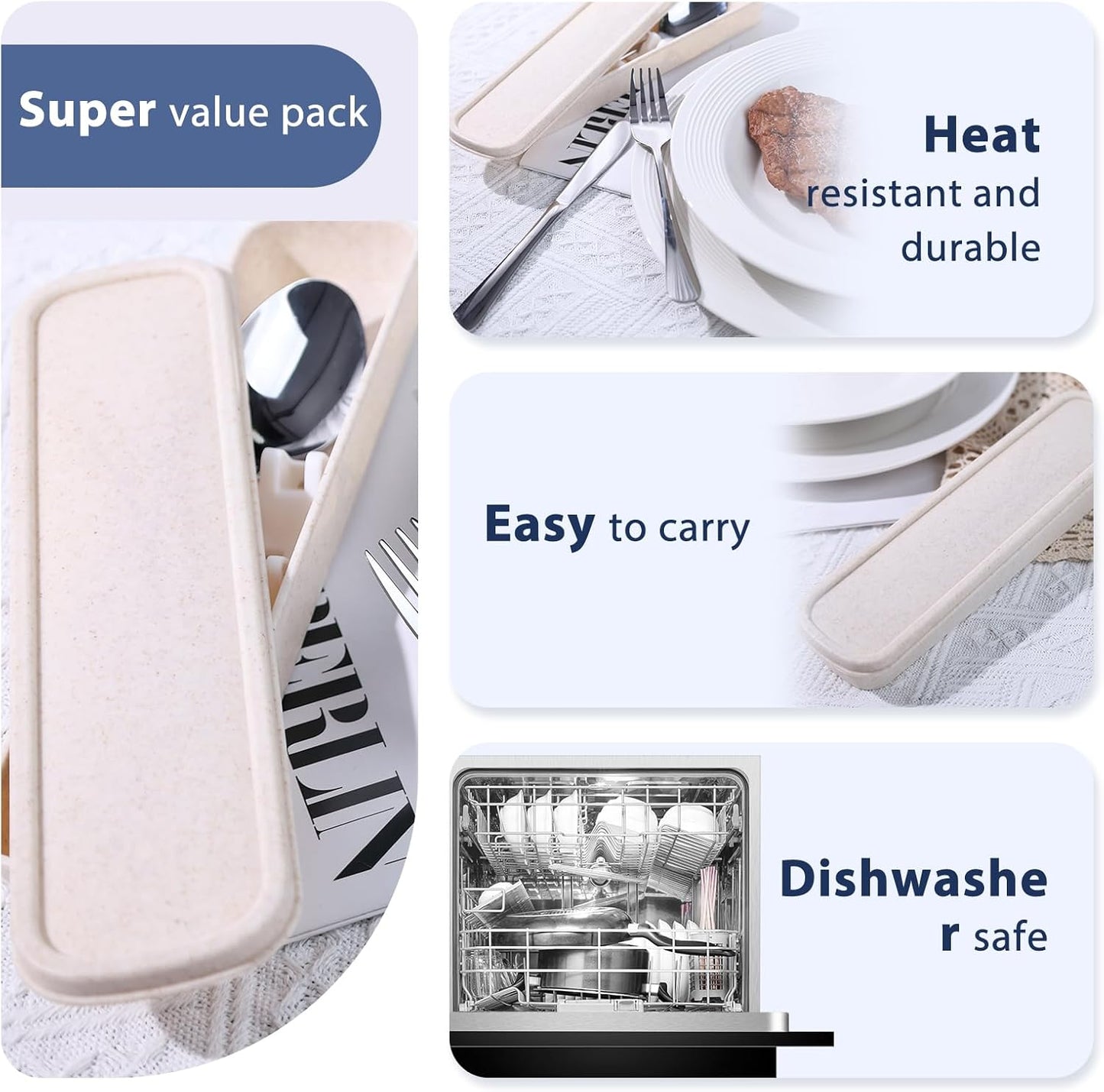 HANSGO Stainless Steel Travel Utensil Set with Case, 4-Piece Portable Knife Fork Spoon Set for Lunch Box, Office, School & Outdoor Use