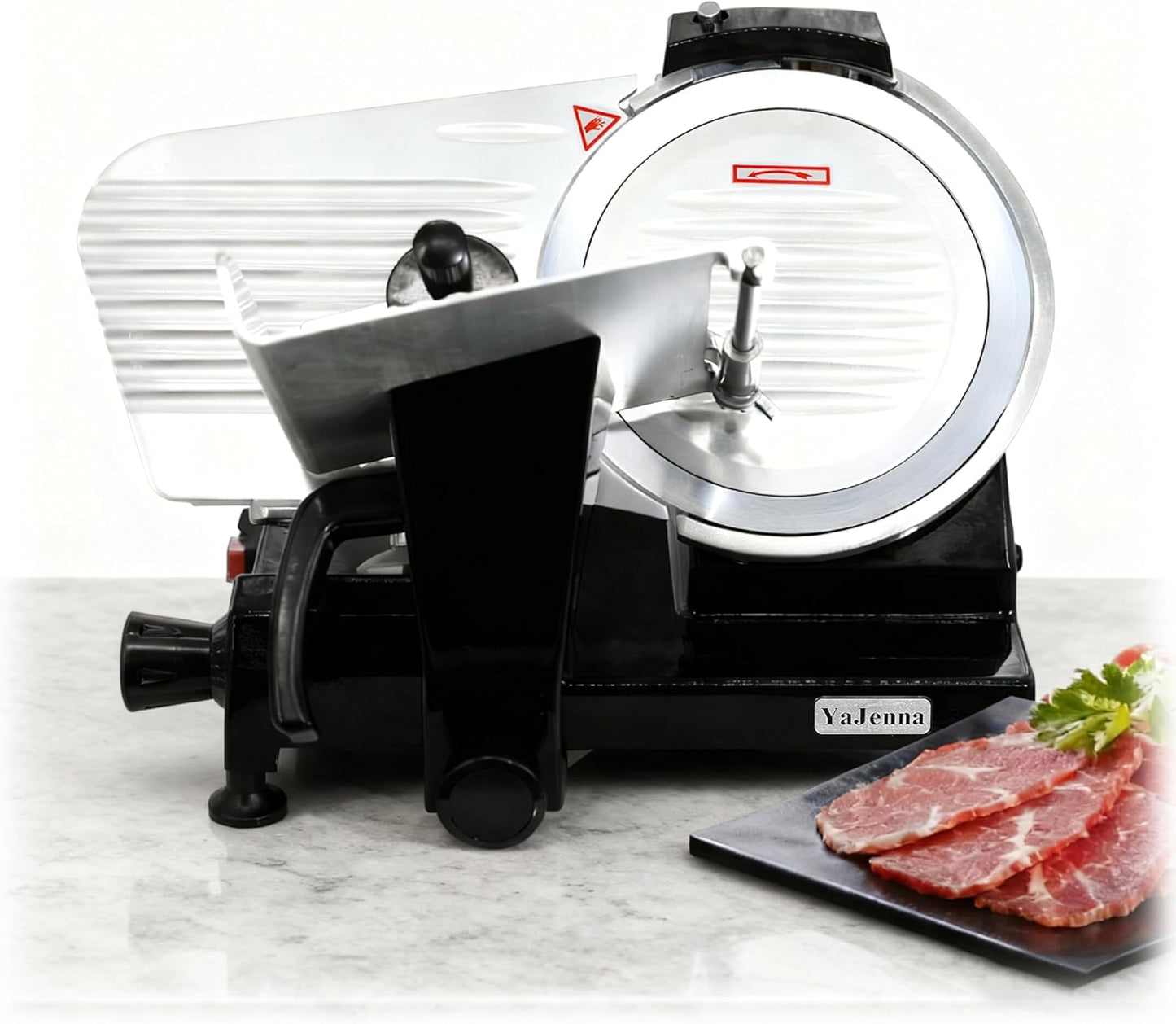 Black Electric Meat Slicer 10" 300W Deli and Ham Food Cheese Jerky Steak Slicer Cutting Machine with ETL Approved Semi-Auto 0-15MM Adjustable Slice Thickness