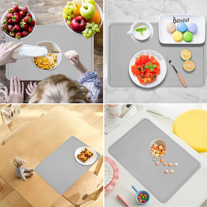 Extra Large Dark Green Countertop Mat - Silicone Table Kitchen Desk Mat - Non-Slip & Heat Resistant - Dinner Placemat Pastry Dough Rolling Mat - Colors A