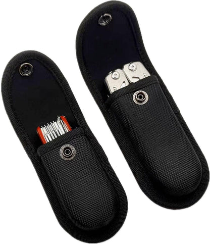 Multitool Belt Sheath for Leatherman, Gerber - Nylon Knife Pouch for Folding Knife - Snap Closure Knife Holder with Horizontally or Vertically Carry Belt Loop