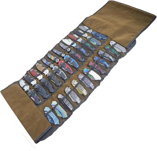 Defender 34" Knife Holder Mesh Pockets Canvas Knives Roll Storage Bag 36pc Max