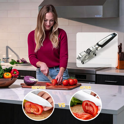 Knife Sharpener,Jonurphy Kitchen Knife Sharpeners,Rotating Steel Wheel Sharpening Discs,Manual Knife Sharpening Tool for Kitchen,Home