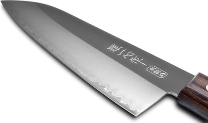 Seki Japan KANETSUGU Japanese Utility Petty Knife, AUS8 SUS410 Stainless Steel Fruit Knife, Rose Wood Handle, 90 mm (3.5 in), Made in Japan