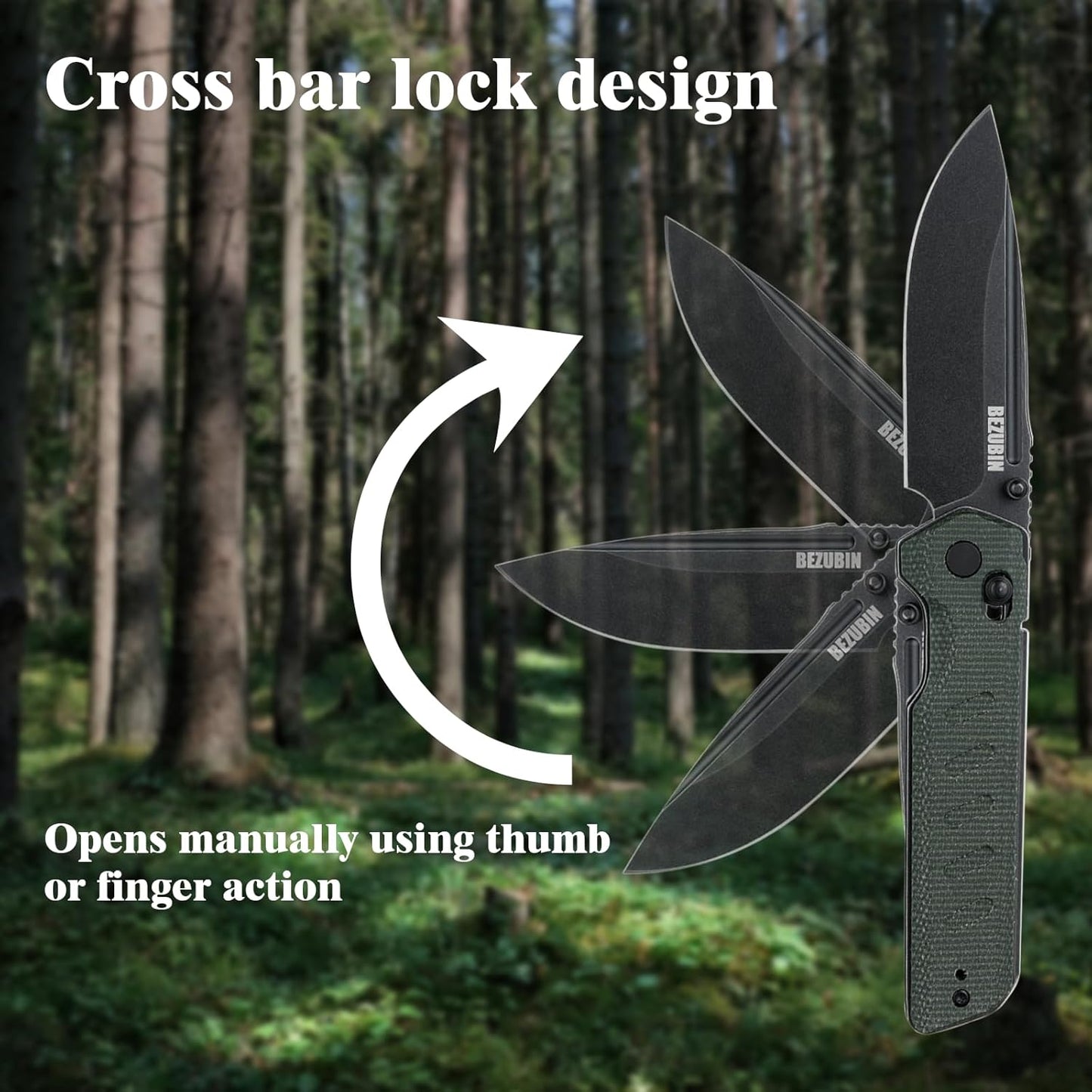 Folding Pocket Knife 3.25" VG10 Blade EDC Folding Knife with Safety Axis Lock Black G10 Handle Hunting Camping Knife with Thumb Stud Opener
