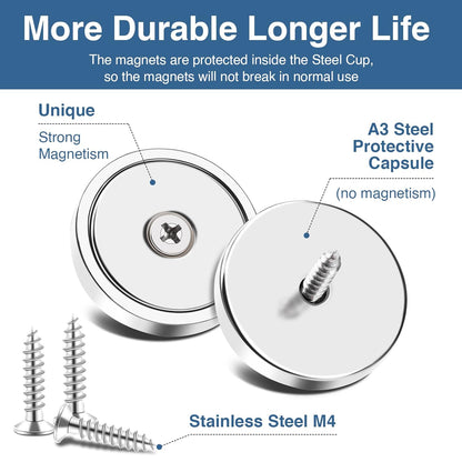 MIKEDE 12 Pack Neodymium Bar Magnets, 70LB Strong Rare Earth Mounting Magnet Heavy Duty, Rectangular Magnet with Countersunk Hole and Steel Capsule, Magnets Strips for Home, Garage - 2.36x0.53x0.2in