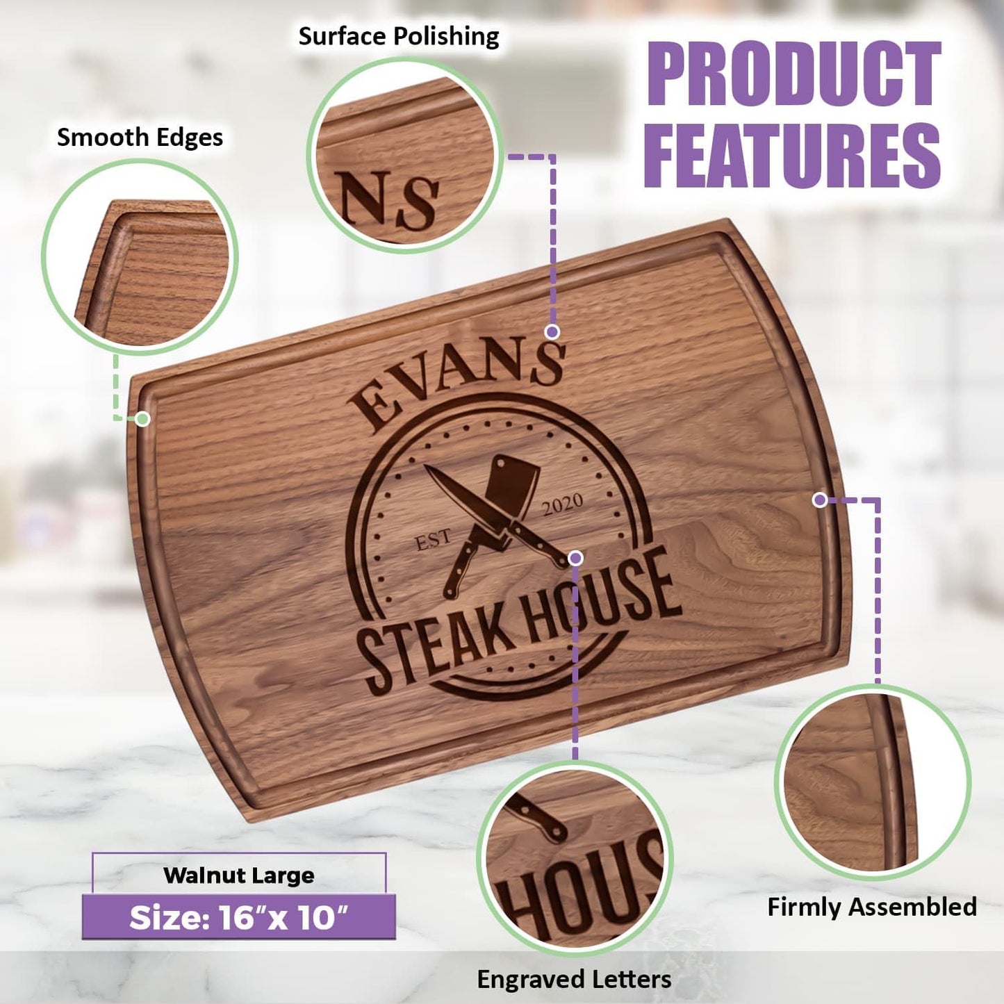 Personalized Gift for Men – Custom Engraved Cutting Board for Dad, Grandpa – Wood Grill Board for BBQ Lovers – Barbecue & Grilling Gift for Him – Perfect for Father’s Day, Anniversary or Birthday