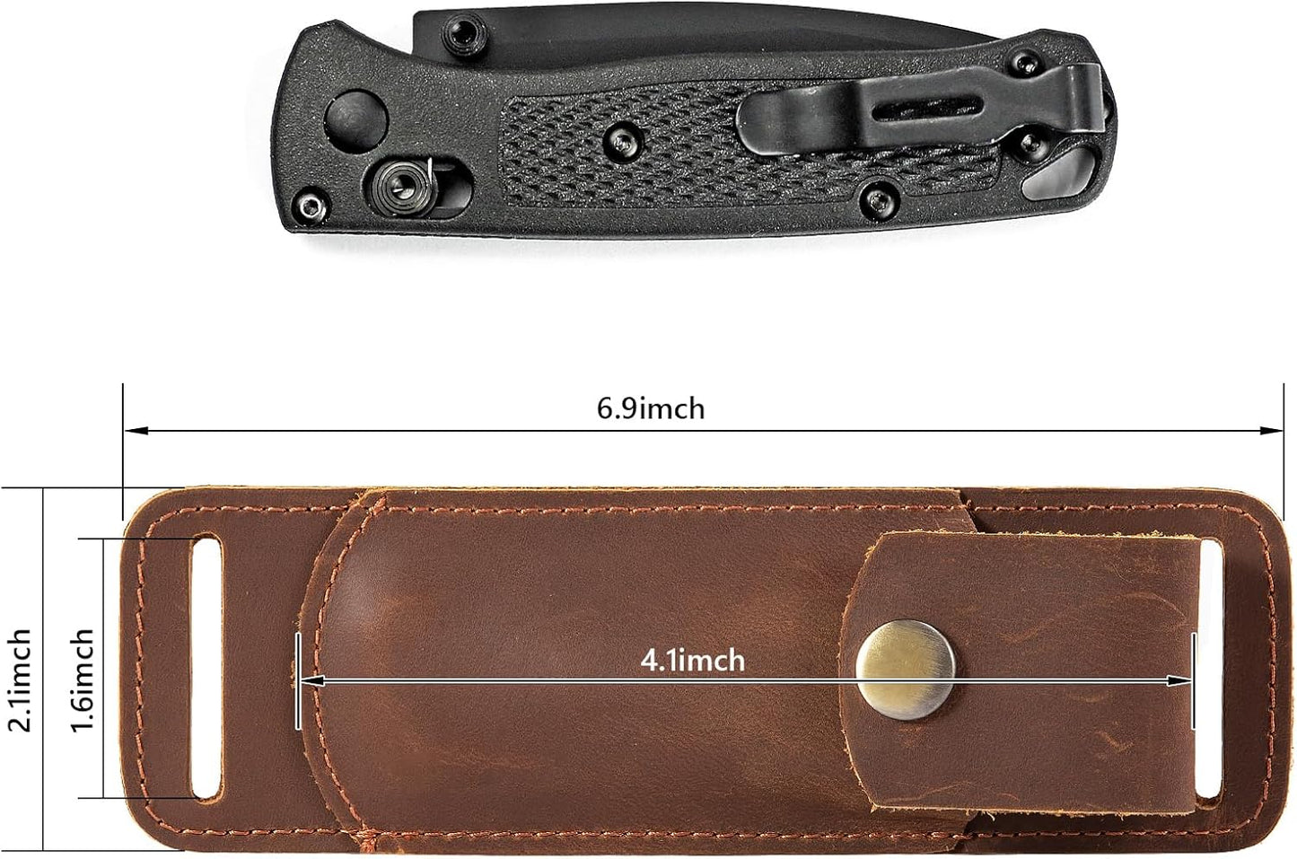 Knife Sheath,Belt Buckle Knife Sheath,Leather Knife Sheaths for Belt,Pocket Knife Folding EDC Belt Knife Holster,Open Top Knife Belt Leather Sheath for 5 inch Folding Knife.Gift for Men.