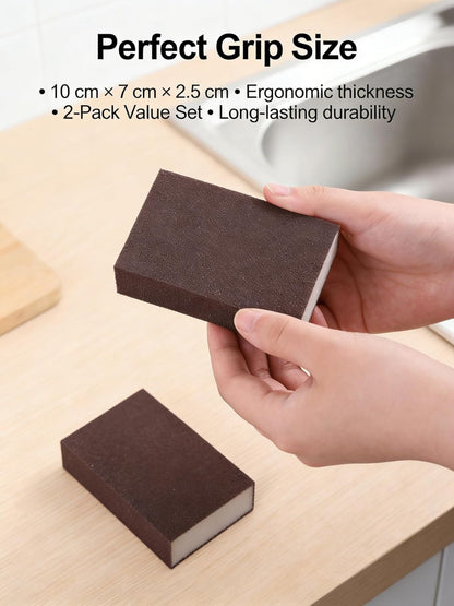 2 pcs Sanding Sponge, Nano Emery Cleaning Pads for Pots Pans and Grill Rust Removal, Multipurpose Scrubber Sponge for Kitchen Sink, Oven, and Bathroom, No Chemical Cleaner Needed