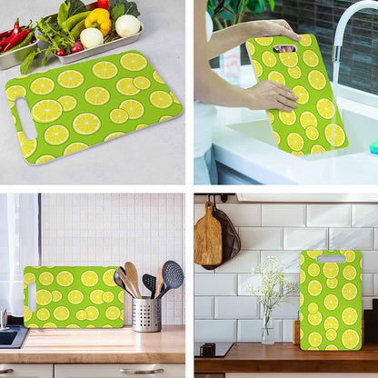 Coffee Set Cutting Board with Handles Coffee Maker Muffin Cup Flower Hot Drink Love Cutting Boards Plastic Safe Chopping Board for Kitchen 16" x 10" x 0.24"