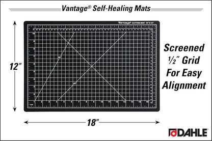 Dahle Vantage 10680 See-Through Premium Self-Healing Cutting Mat, 9"x12", 1/2" Grid, 5 Layers for Max Healing, Perfect for Crafts & Sewing, Clear