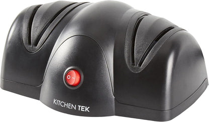 Restaurantware-Kitchen Tek 2-Stage Electric Knife Sharpener, 1 Straight-Edge Knife Sharpener With Diamond Grinding Wheel - 120 Voltage, Quick Sharpening, Gray Plastic, For Kitchen Knives