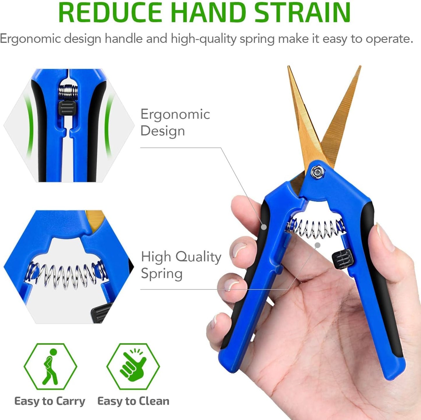 iPower 6.5 Inch Gardening Hand Pruner Pruning Shears Trimming Scissors with Straight Stainless Steel Blades for Bonsai, Herb, Bud, Hedge, 4-Pack, Yellow