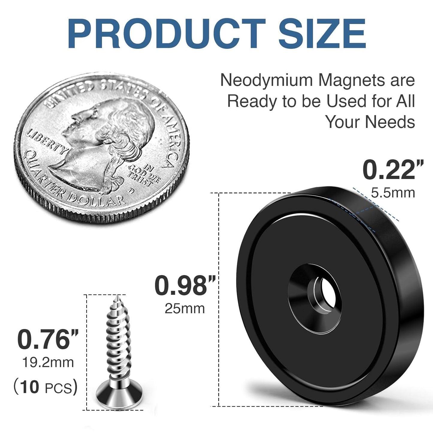MIKEDE 12 Pack Neodymium Bar Magnets, 70LB Strong Rare Earth Mounting Magnet Heavy Duty, Rectangular Magnet with Countersunk Hole and Steel Capsule, Magnets Strips for Home, Garage - 2.36x0.53x0.2in