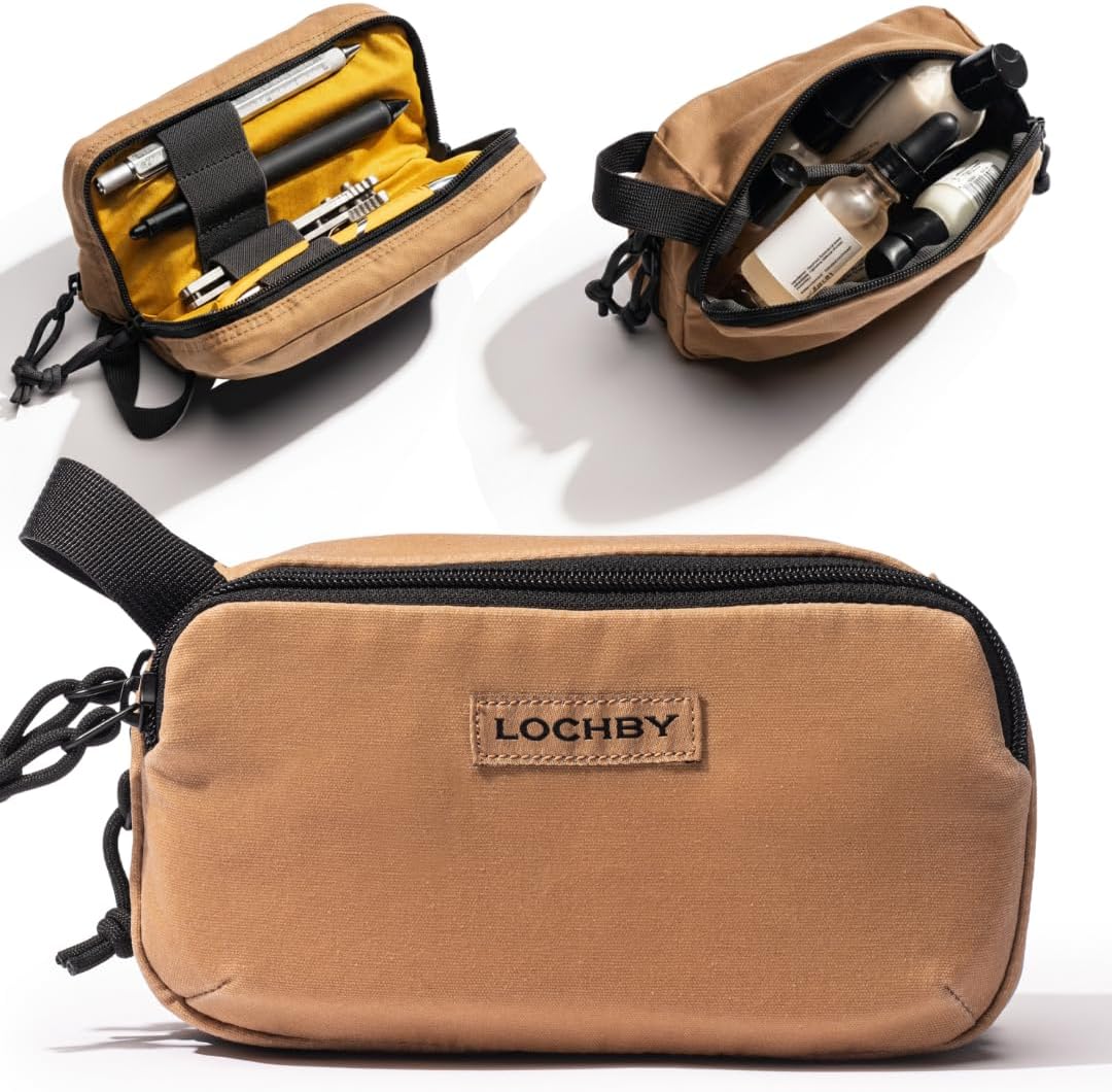 LOCHBY® Venture Pouch | Multipurpose Tactical Tool Bag | Water Resistant Waxed Canvas | Dual-Sided Zipper Pouch | for Motorcycle, Bike, EDC, Pen, Pencil, Art, Tech & Travel