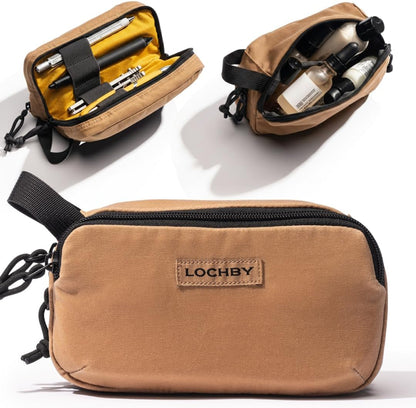LOCHBY® Venture Pouch | Multipurpose Tactical Tool Bag | Water Resistant Waxed Canvas | Dual-Sided Zipper Pouch | for Motorcycle, Bike, EDC, Pen, Pencil, Art, Tech & Travel