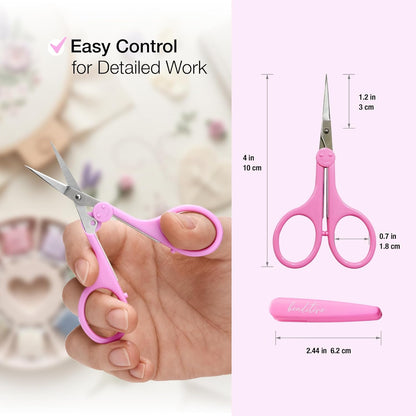 Beaditive High Precision Detail Scissors Set (2-Pc) Sharp, Fine Tips | Paper Cutting, Scrapbooking, Sewing, Crafting | Stainless Steel | Protective Cover (Pastel)