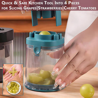 New Grape Cutter for Toddlers, Cutter Quarter Slicer Tool Into 4 Pieces for Slicing Grapes, Strawberries, Cherry, Tomatoes (Pink)