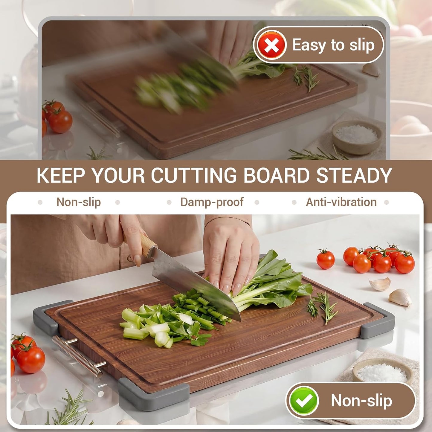 Silicone Non-Slip Feet for Titanium Cutting boards, Non-Slip Rubber Cutting Board Feet,Durable Anti-Slip Cutting Board Pads for Wooden & Plastic Boards (Gray)